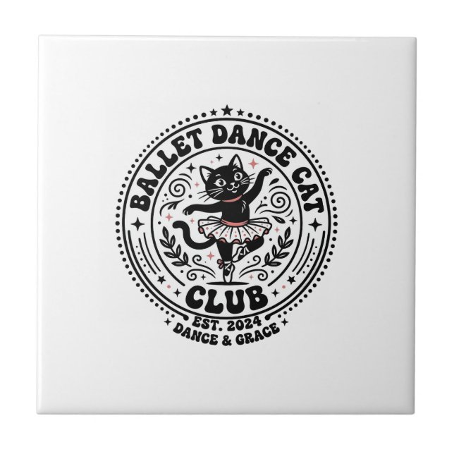 Ballet Dance Cat Pet Lover Shirt Art - Ballet Danc Ceramic Tile (Front)