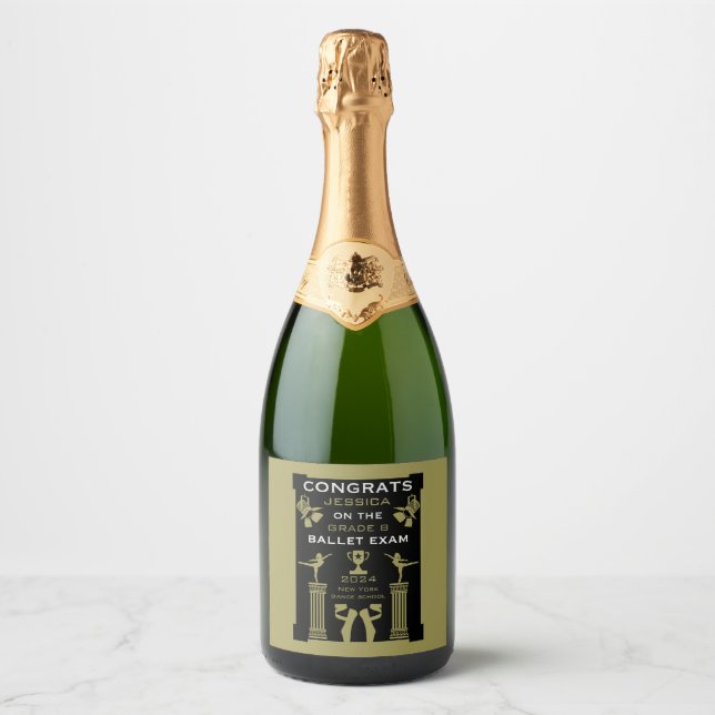 Ballet Dance Congratulations Sparkling Wine Label (Front)