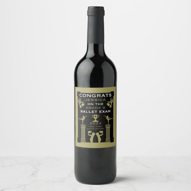 Ballet Dance Congratulations Wine Label (Front)
