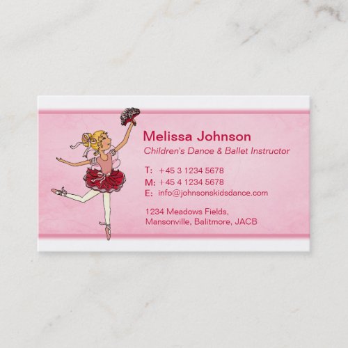 Ballet dance instructor teacher business cards