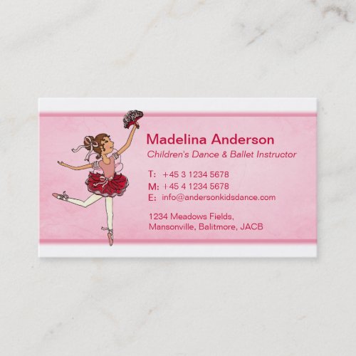 Ballet dance instructor teacher business cards