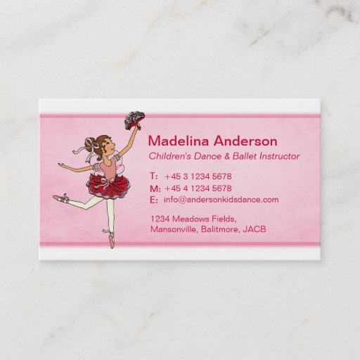 Customizable Ballet dance instructor teacher business cards