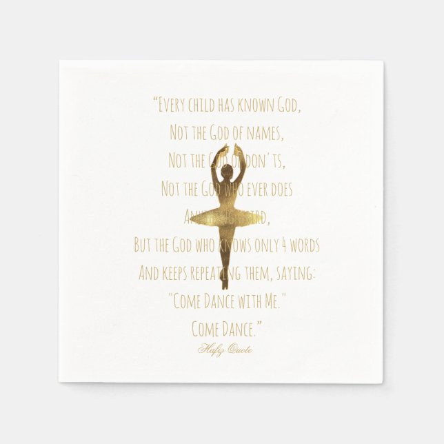 Ballet Dance Party Gold Ballerina Quote Typography Napkins (Front)