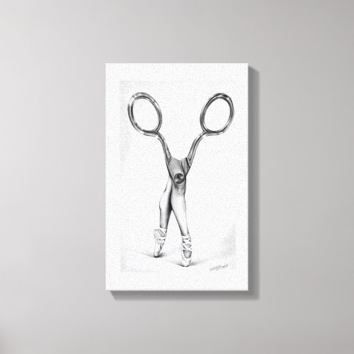 Ballet dance Scissors Ballerina Surreal drawing Canvas Print