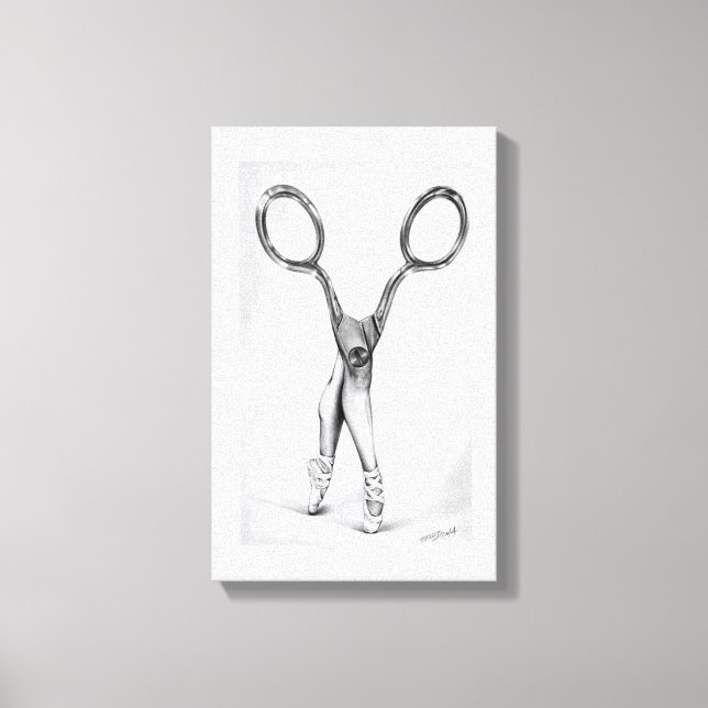 Ballet dance Scissors Ballerina Surreal drawing Canvas Print (Front)