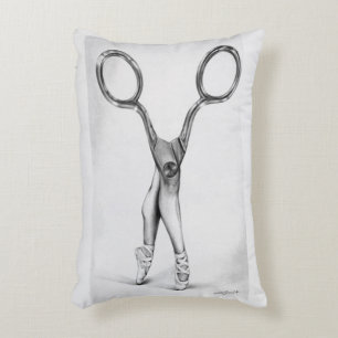 Ballet dance Scissors Ballerina Surreal drawing Decorative Pillow