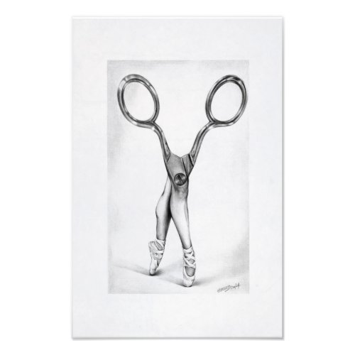 Ballet dance Scissors Ballerina Surreal drawing Photo Print