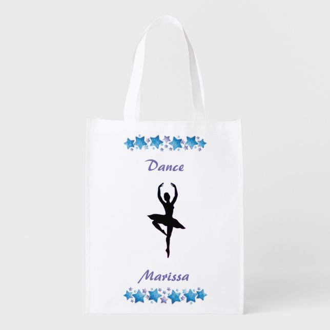 Ballet Dance Stars Reusable Grocery Bag (Front)