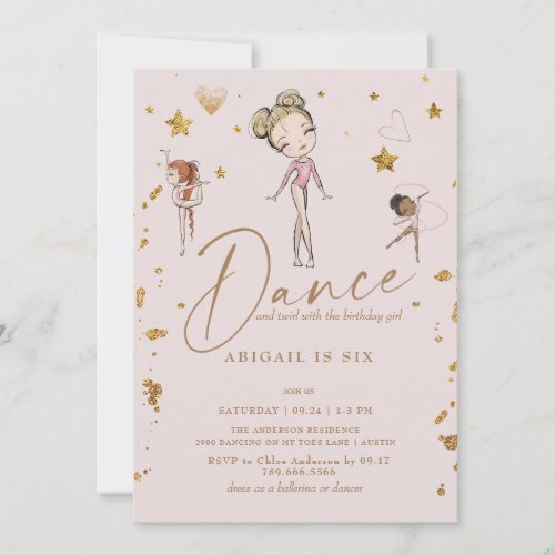 Ballet Dance  Twirl Birthday Party Invitation