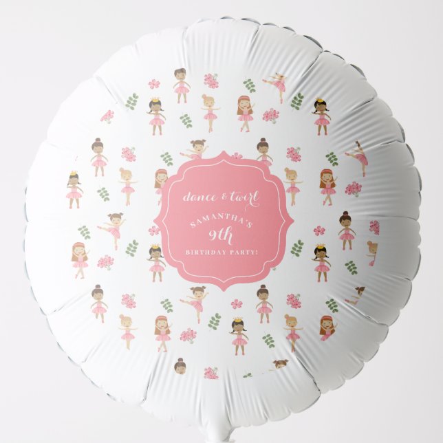 Ballet Dance & Twirl Pink Ballerina Birthday  Balloon (Front)