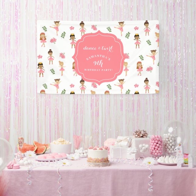 Ballet Dance & Twirl Pink Ballerina Birthday  Banner (Party)