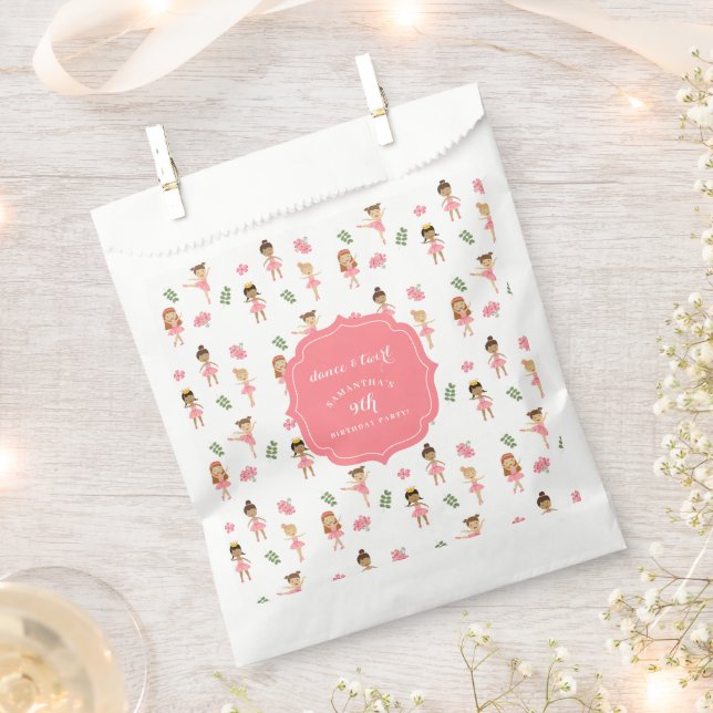 Ballet Dance & Twirl Pink Ballerina Birthday  Favor Bag (Clipped)