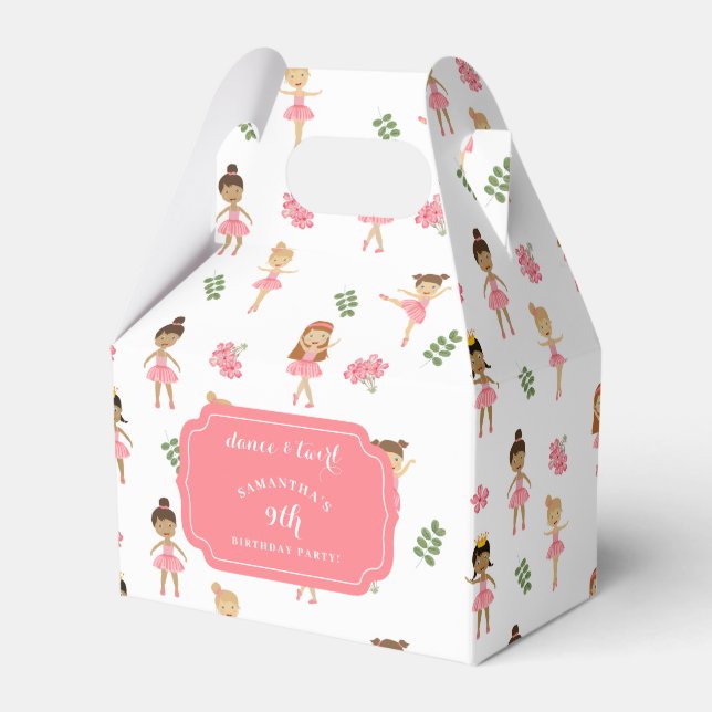 Ballet Dance & Twirl Pink Ballerina Birthday  Favor Boxes (Front Side)