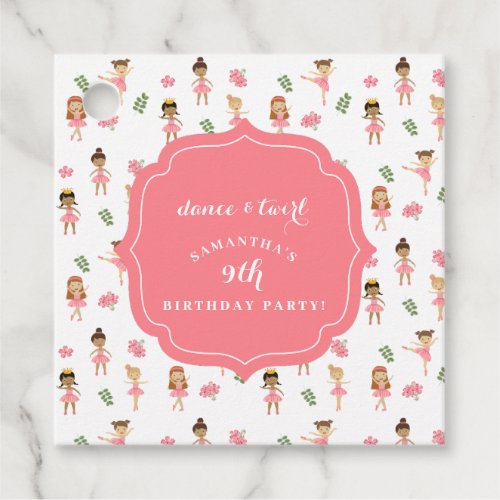 Ballet Dance  Twirl Pink Ballerina Birthday  Favor Tags