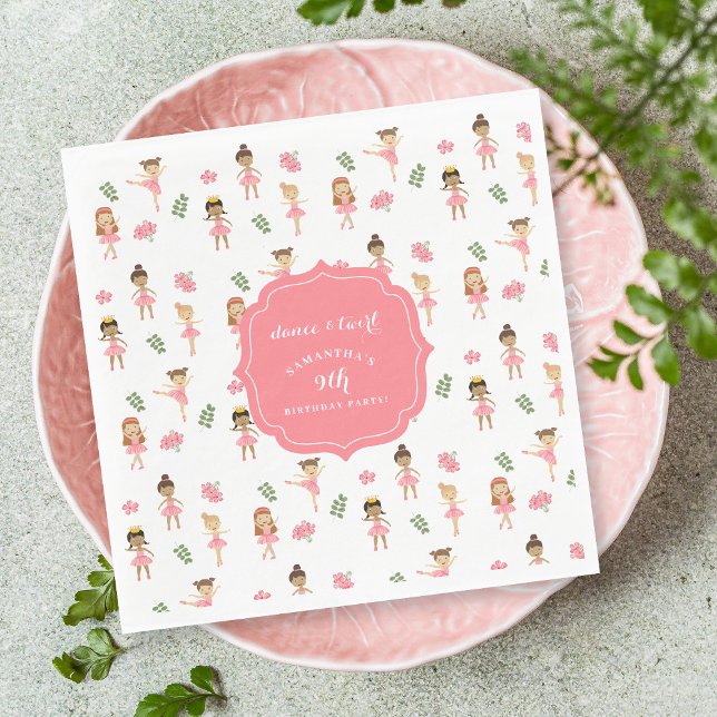 Ballet Dance & Twirl Pink Ballerina Birthday  Napkins (Ballet Dance & Twirl Pink Ballerina Birthday Napkins)