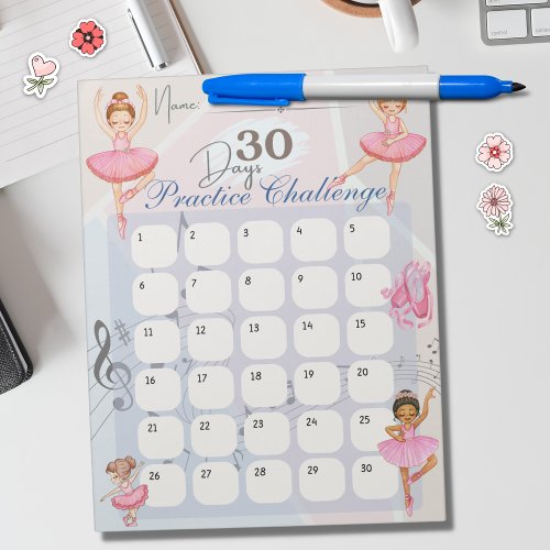 Ballet Dancer 30_Day Practice Challenge Notepad