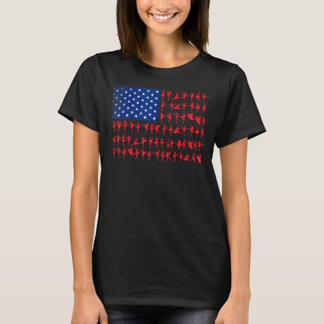 Ballet Dancer  American Flag July 4th Us Flag T-Shirt (Front)