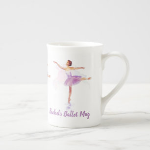 Ballet Dancer Arabesque - Add Your Name or Text to Bone China Mug