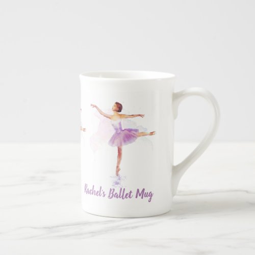 Ballet Dancer Arabesque _ Add Your Name or Text to Bone China Mug