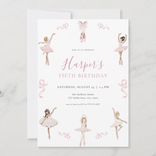 Ballet Dancer Ballerina Birthday Party Invitation