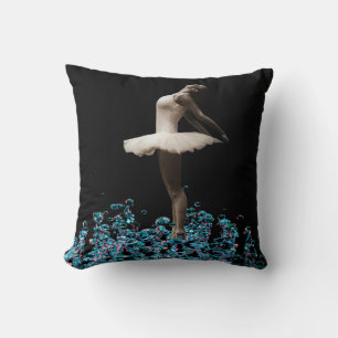 Ballet Dancer Ballerina Dancing On Water Throw Pillow
