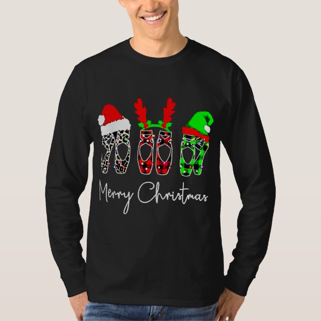 Ballet Dancer Ballerina Merry Christmas Xmas T-Shirt (Front)