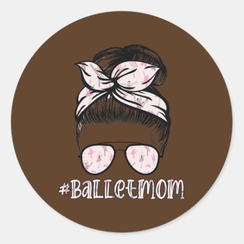 Ballet Dancer Ballerina Messy Bun Hair For Dance Classic Round Sticker