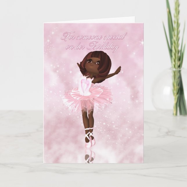 Ballet Dancer Birthday Card - African American Bal (Front)
