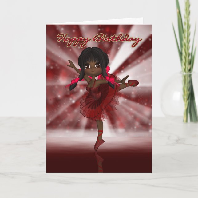 Ballet Dancer Birthday Card - African American Bal (Front)