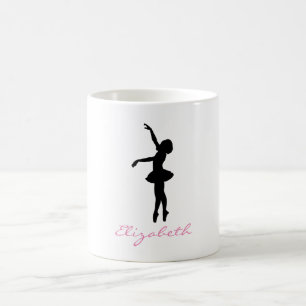 Ballet Dancer Black Silhouette Personalized Coffee Mug