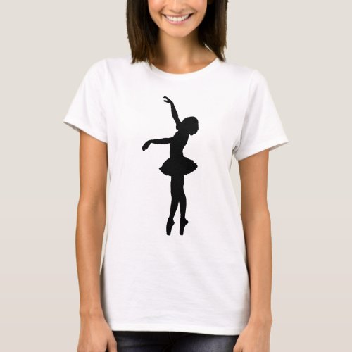 Ballet Dancer Black Silhouette T_Shirt