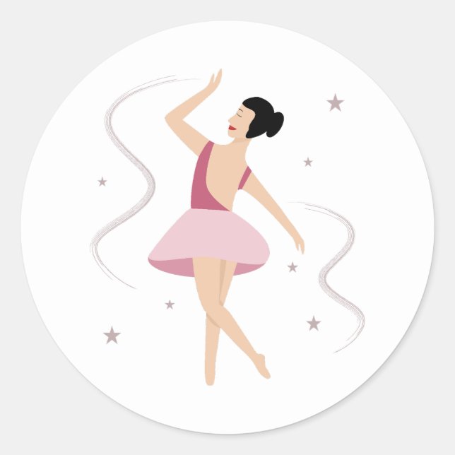 Ballet dancer classic round sticker (Front)