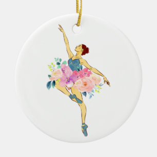 Ballet Dancer Dance Girl Ballerina Flower Floral Ceramic Ornament