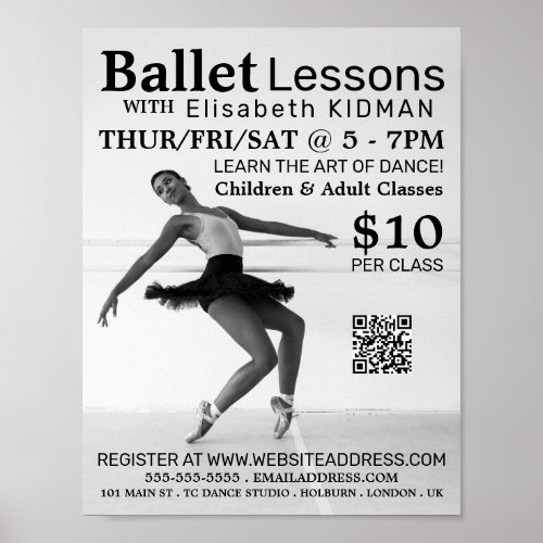 Ballet Dancer Dance Lesson Advertising Poster