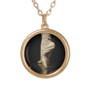 Ballet Dancer Dancing on Toes, En Pointe Gold Plated Necklace