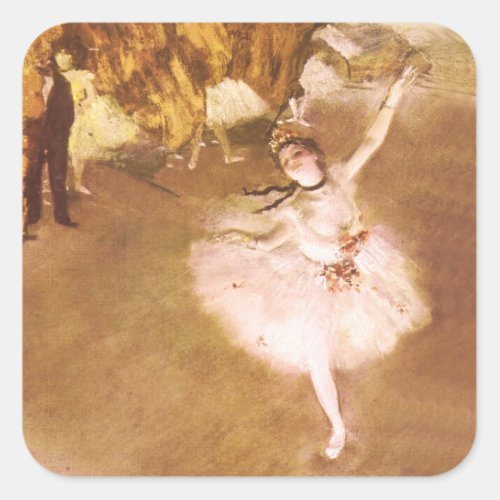 Ballet Dancer Degas Star Painting Square Sticker