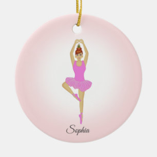 Ballet dancer dressed in light pink ceramic ornament