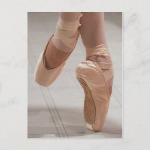 Ballet Dancer en Pointe Feed Pink Satin Shoes Postcard