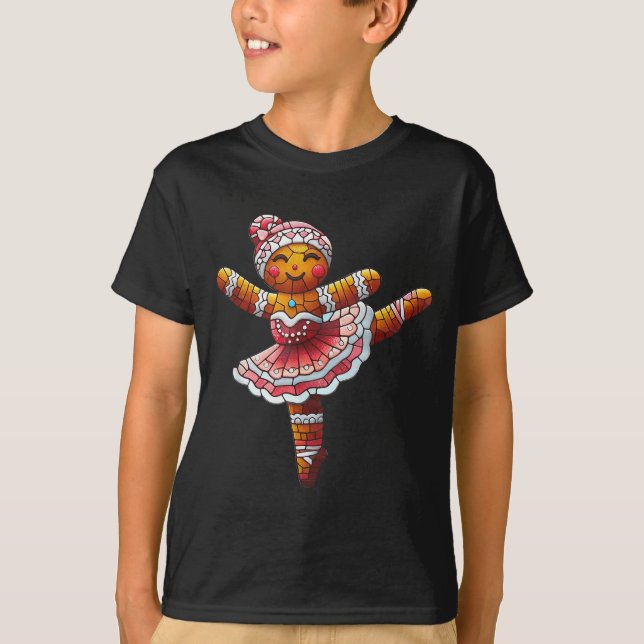 Ballet Dancer Gingerbread Christmas Dance Teacher  T-Shirt (Front)