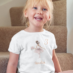 Ballet Dancer Girl Personalized Birthday Pink Cute Toddler T-shirt