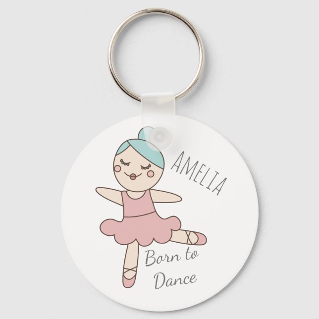 Ballet Dancer Girl's Personalized Keychain (Front)