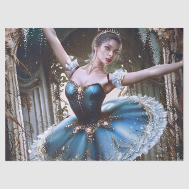 Ballet Dancer in a Blue Tutu Birthday Gift Wrap Tissue Paper (Front)