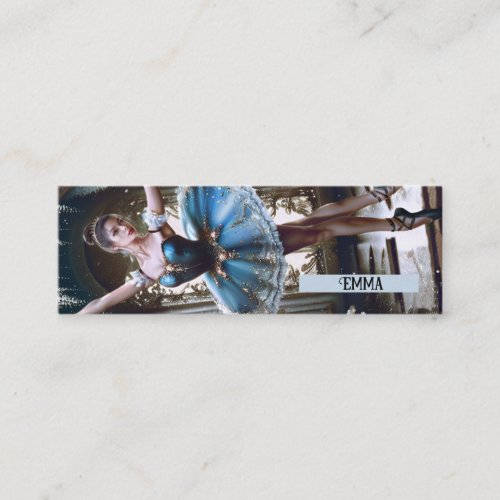 Ballet Dancer in a Blue Tutu Custom Name Bookmark Mini Business Card