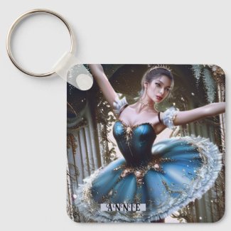 Ballet Dancer in a Blue Tutu Custom Name