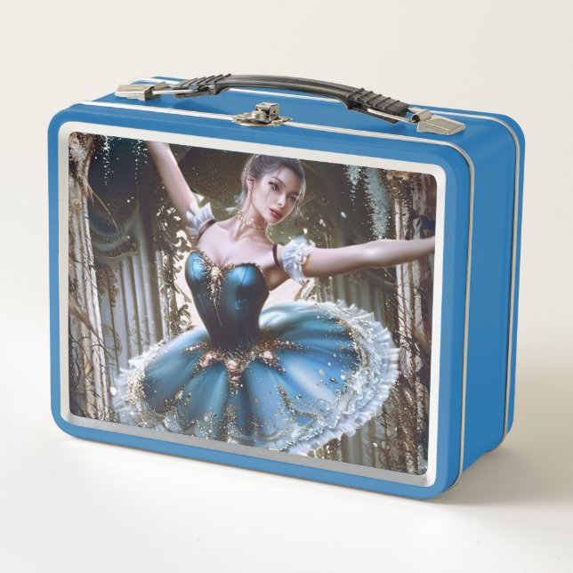 Ballet Dancer in a Blue Tutu Metal Lunch Box (Front)