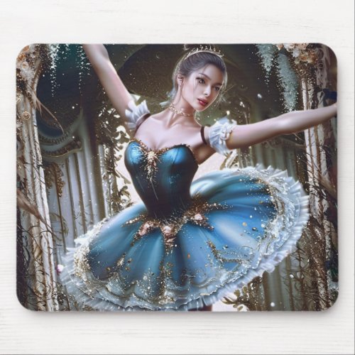 Ballet Dancer in a Blue Tutu Mouse Pad