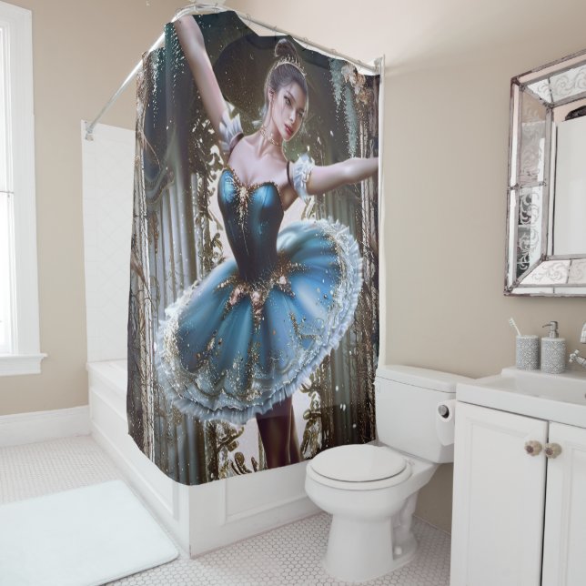 Ballet Dancer in a Blue Tutu Shower Curtain (In Situ)