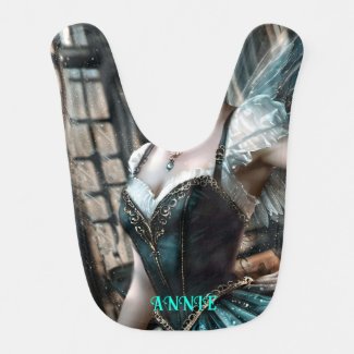 Ballet Dancer in a Green TuTu And Fairy Wings Baby Bib