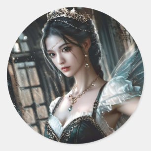 Ballet Dancer in a Green TuTu And Fairy Wings Classic Round Sticker