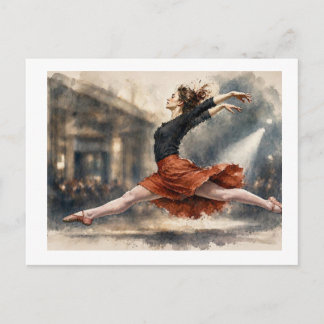 Ballet Dancer In Mid Leap, Postcard